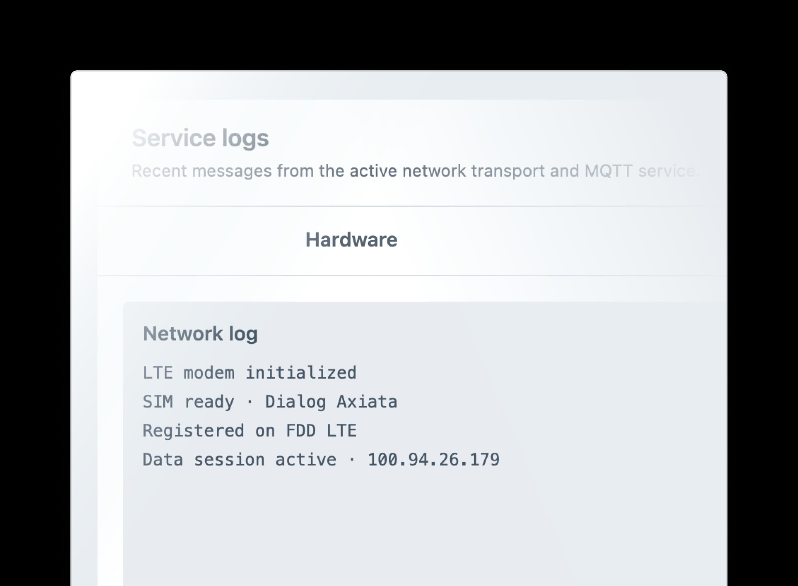 Diagnostics and device status preview